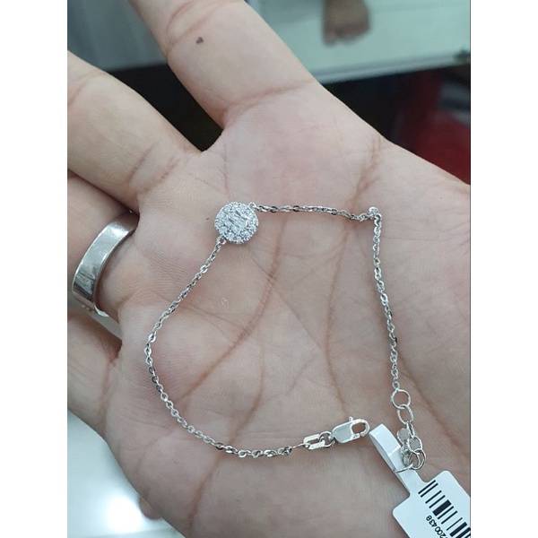 gelang nori bundar mata buget emas putih 750