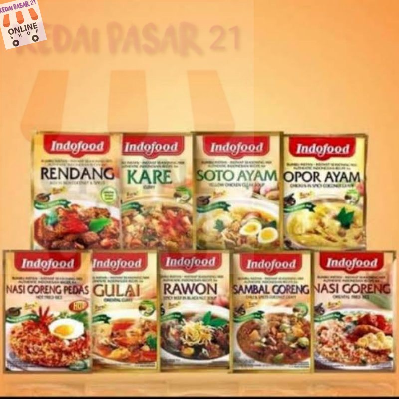 

Kedai pasar21 Grosir Bumbu Instant Indofood Rendang Gulai Aneka Rasa 45 gram