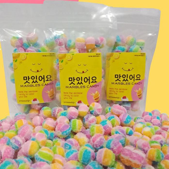 

[KODE-4X2] Purnamalife Permen Bola pelangi/permen gula gula/Marbels candy/candy ball kemasan 70 gr !!