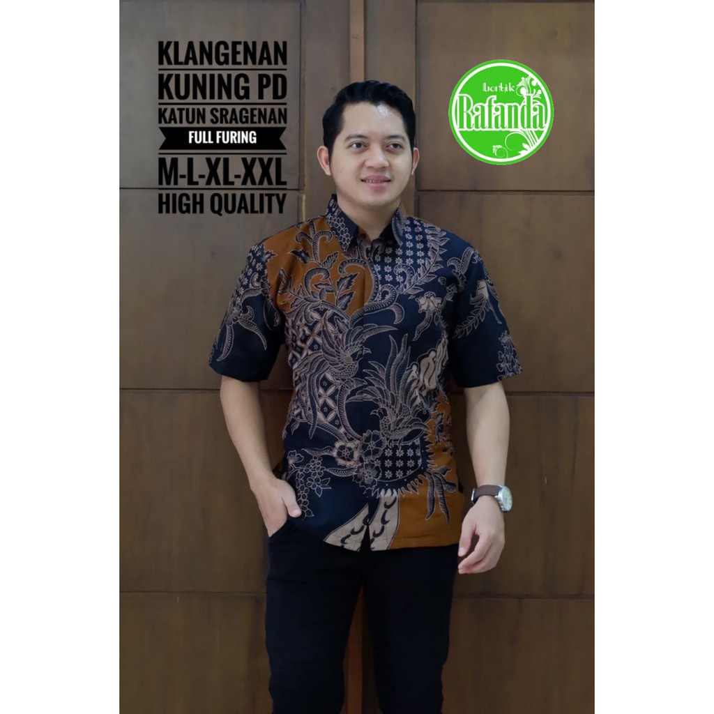 KLANGENAN KUNING RAFANDA KEMEJA BATIK PRIA SOLO LENGAN PANJANG PENDEK LAPIS FURING ATASAN PREMIUM