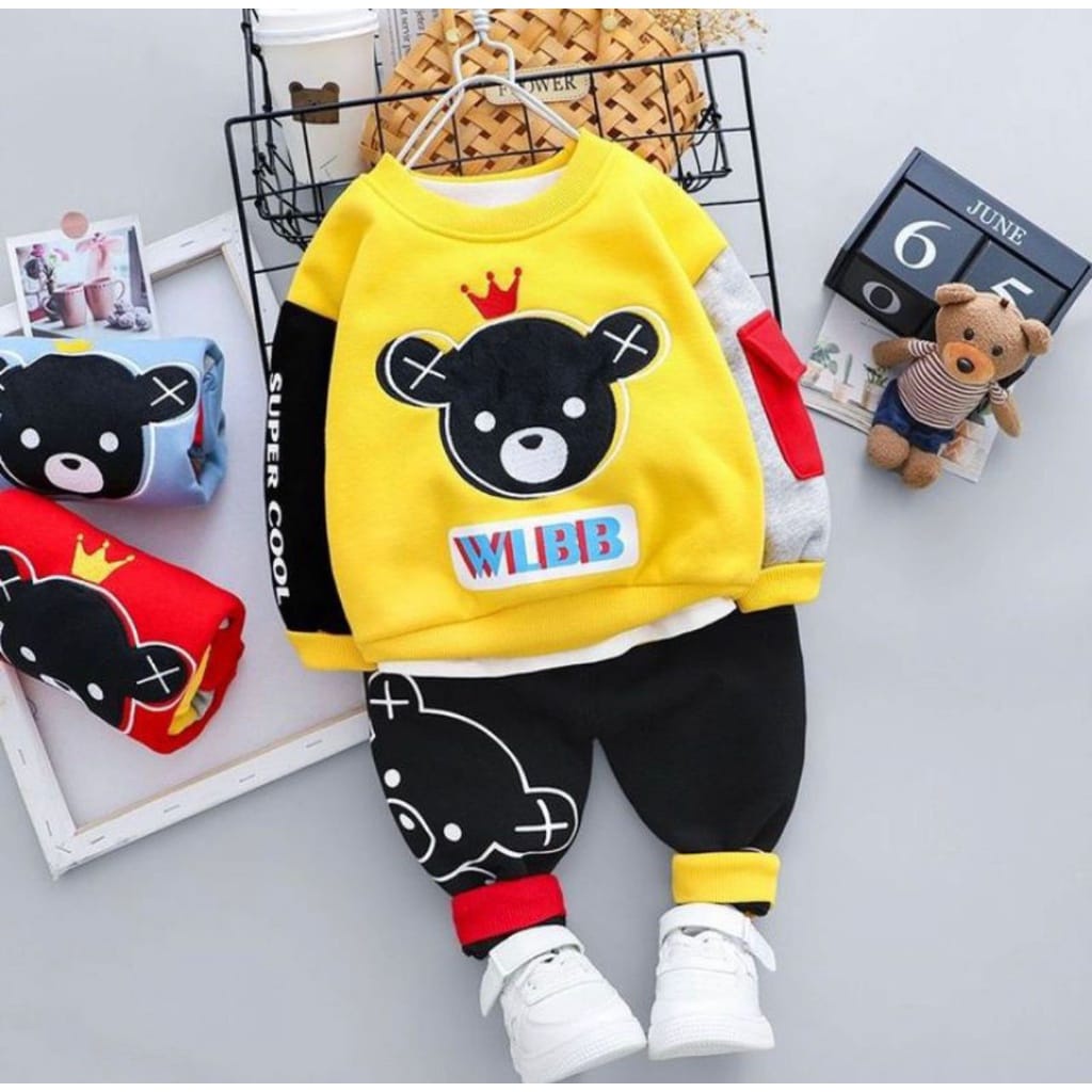 SETELAN SWEATER ANAK 1-5 TAHUN SWEATER BEAR WLBB ANAK LAKI LAKI