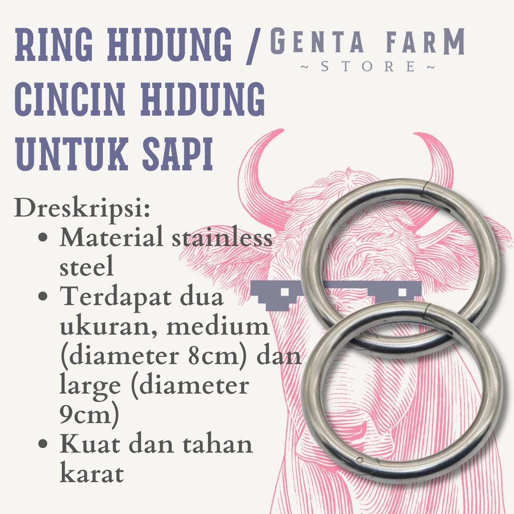 Cincin Anting Sapi Ring Hidung Sapi Stainless Steel Bull Ring Sapi Kerbau Banteng