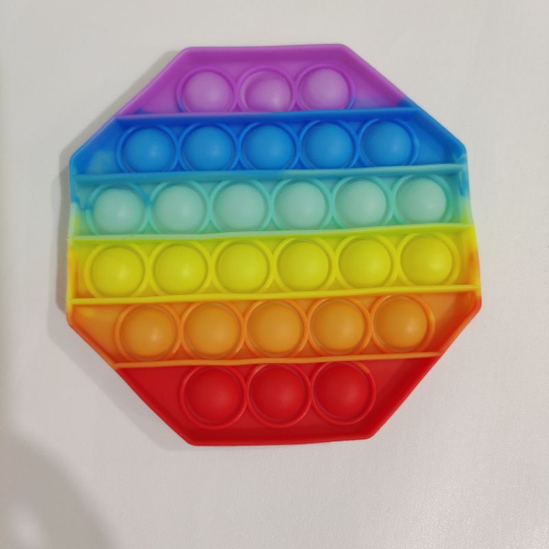 FREE GUNDU KELERENG!Mainan Pop It Penghilang Stress Viral Tiktok Jumbo 20cm Bahan Import Bagus Halus Model New Bts-Oktagon Rainbow
