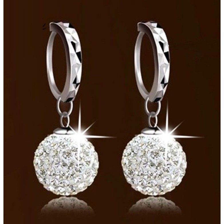 Anting Huggies BALL Berlian Imitasi Gaya Korea Fashion Bola Kristal Women Earring Pesona Wanita