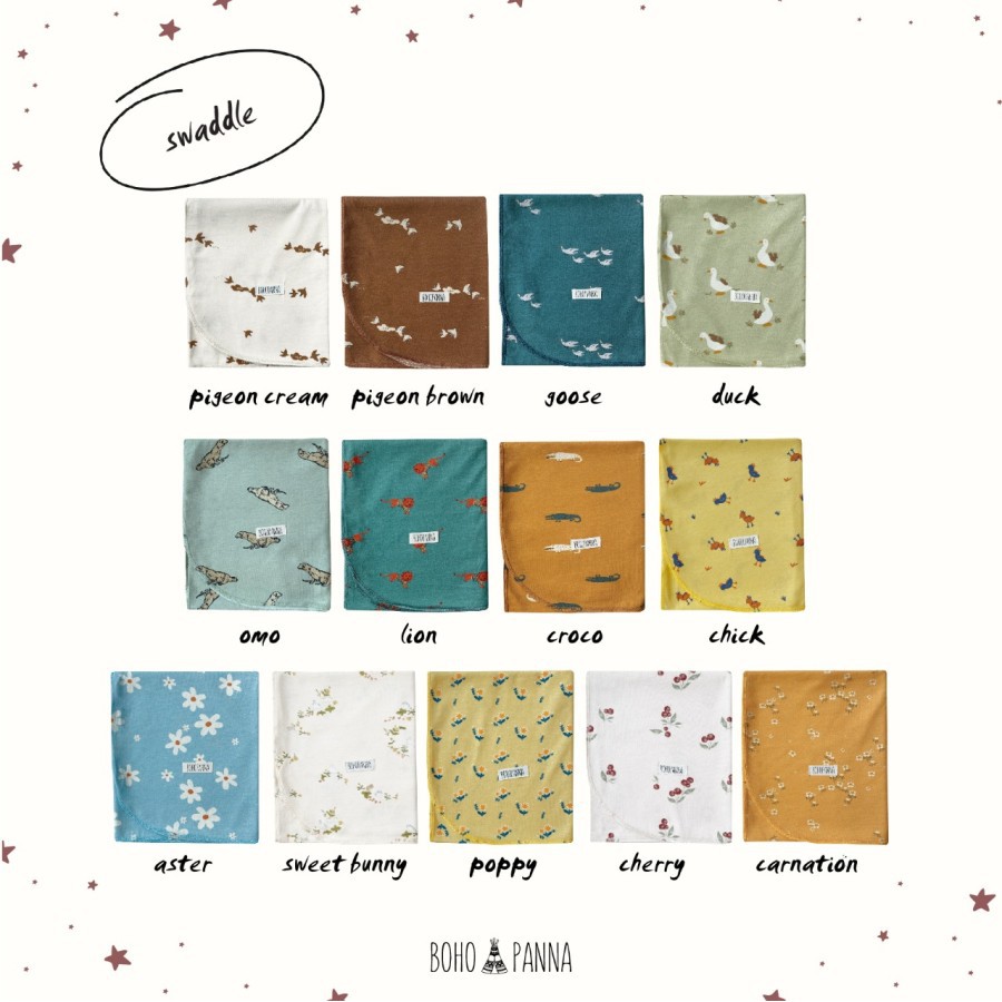 BohoBaby SWADDLE PRINT / Boho Kain MOTIF BEDONG Bayi BohoPanna SUPER SOFT