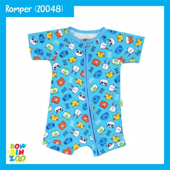 BONBINZOO Romper Bayi Resleting Bayu Kodok Segi Empat Baby Jumper