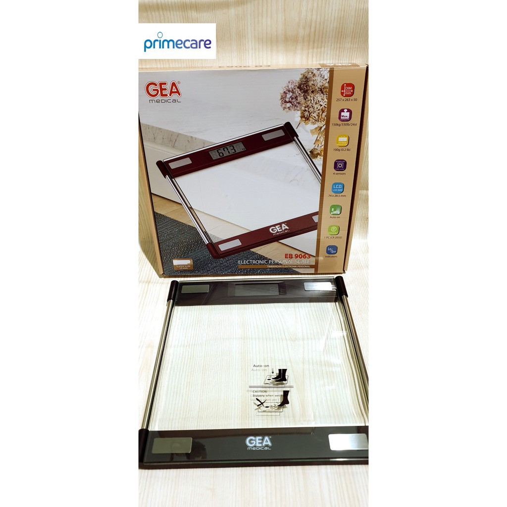 Timbangan Badan Digital GEA EB 9063 - Kapasitas 150kg, Kaca Tempered 6mm, Super Slim 1.7cm