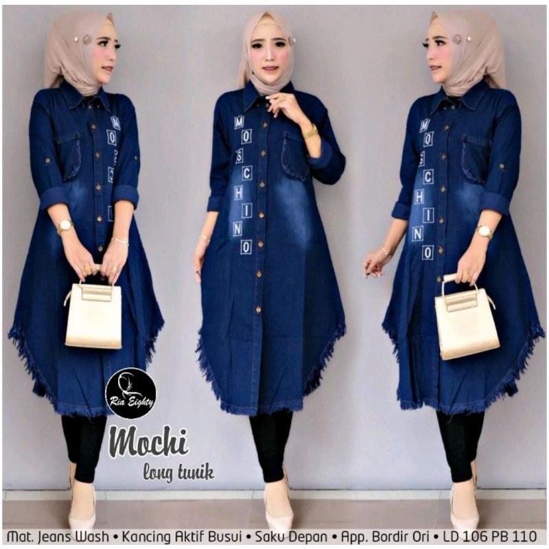 MOCHI long tunik bahan jeans ld 106