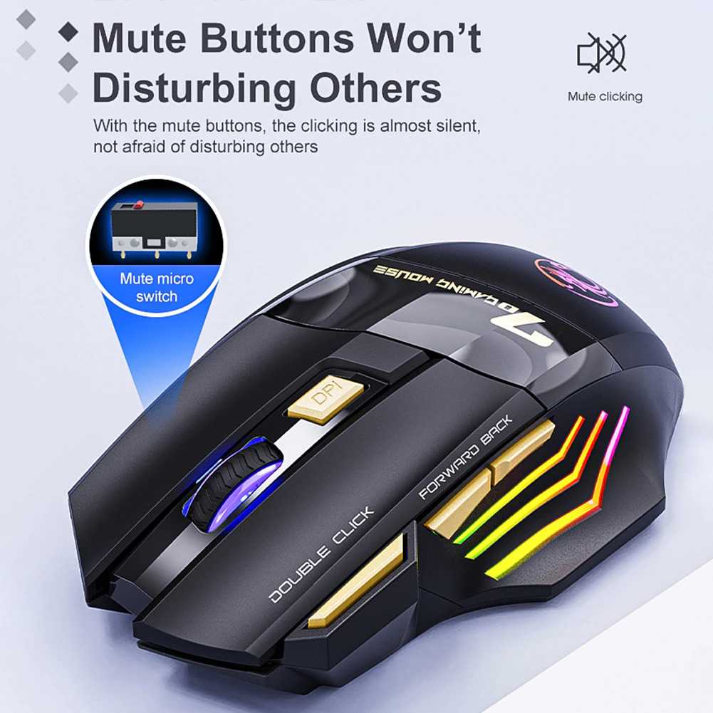 IDN TECH - iMice Wireless Gaming Mouse Ergonomic RGB Rechargeable 3200 DPI GW-X7