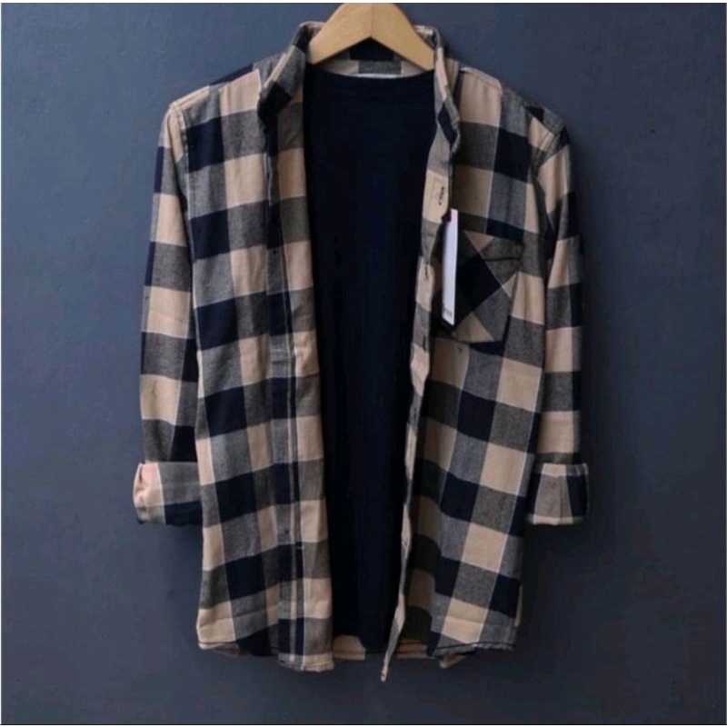 kemeja flanel pria impor lengan panjang flannel top terlaris