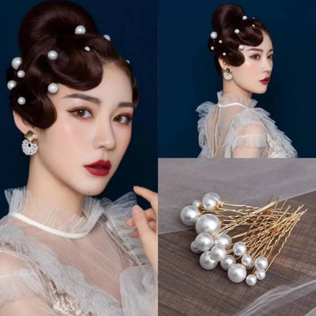 Wedding headdress pearl hair pin set