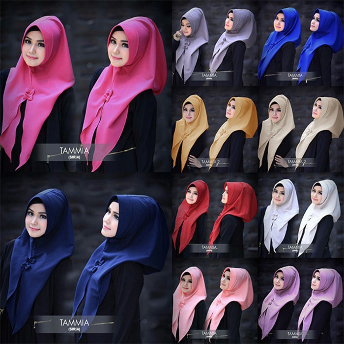 Jilbab Instant Siria Tammia Bahan High Quality Diamond Creepe Segitiga Instan Tamia