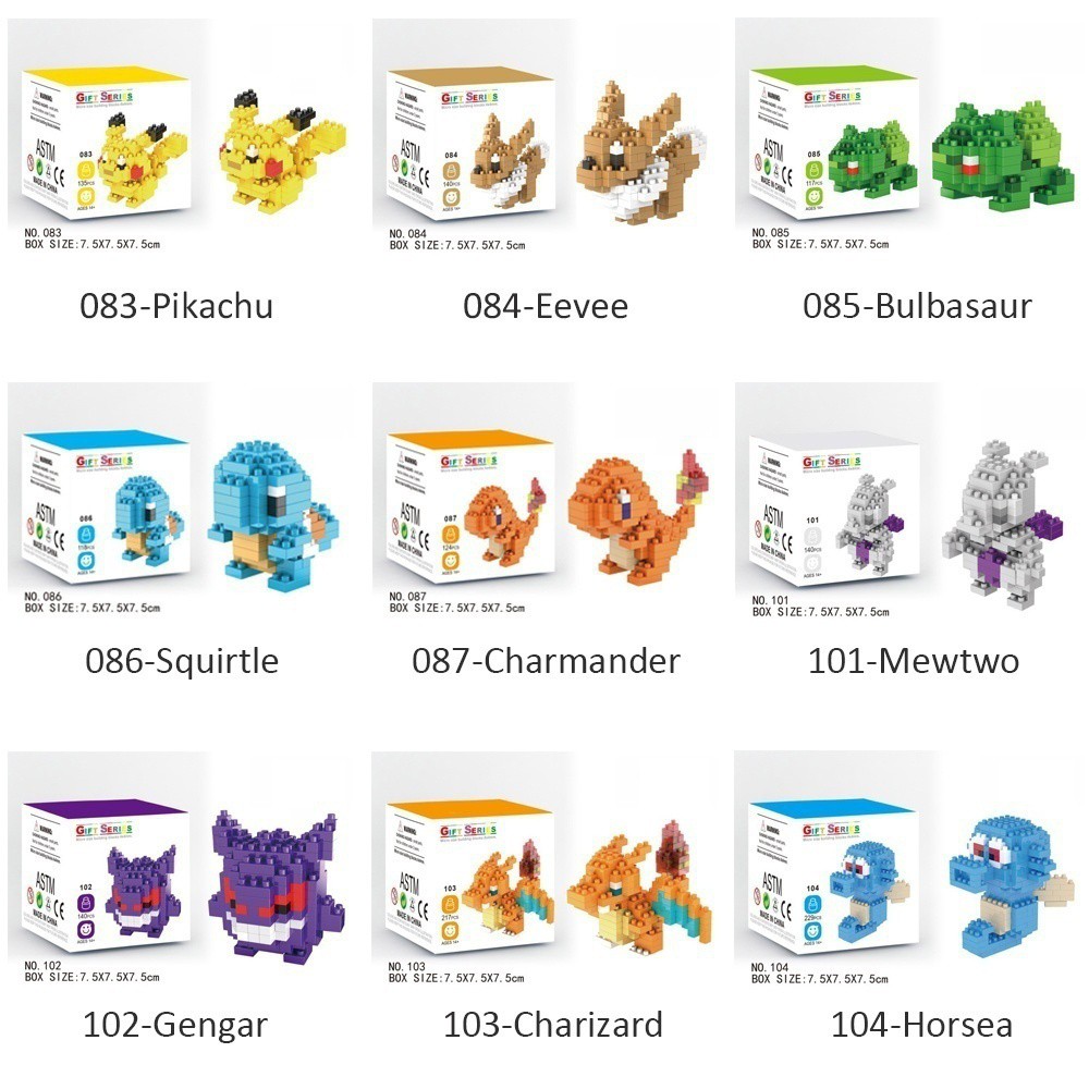 Angka Pokemon Anak Lucu Model Balok Bangunan Piec Plastik Berlian