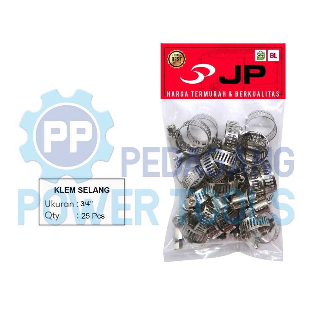 JP 25 PCS KLEM SELANG 3/4&quot; INCH STAINLESS STEEL HOSE CLIPS CLAMP JEPIT