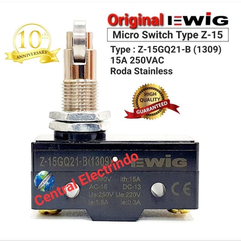 Limit Switch/Micro Switch Z15-GQ21-B 15A 220VAC 1NO 1NC EWIG.