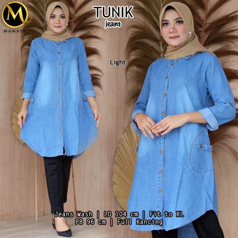 Tunik Jeans / Baju Tunik Denim / Tunik Jeans Polos