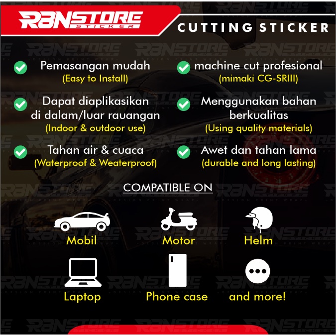 BIKERS NATION STIKER VARIASI UNTUK SEMUA MOTOR CUTTING STICKER KANJI HOLOGRAM DAN WARNA SOLID