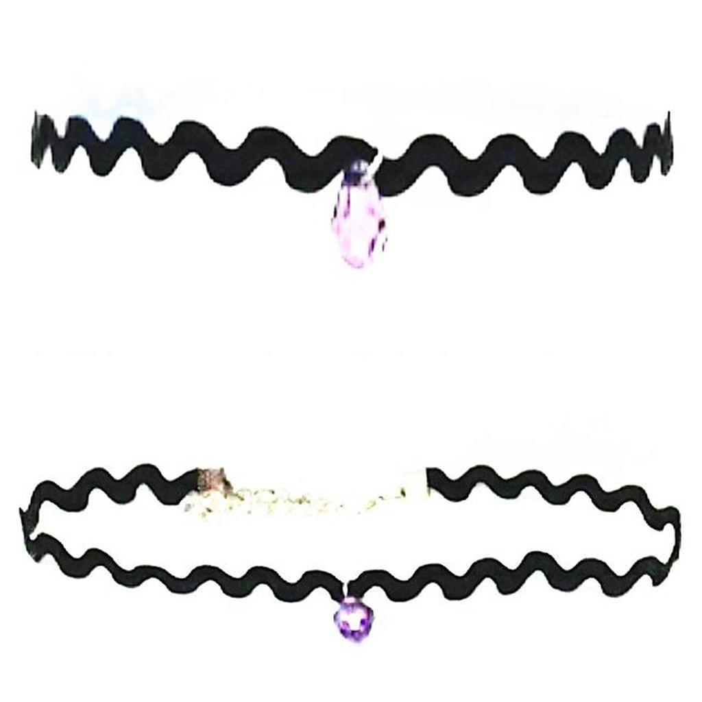 Zigzag Choker Necklace Purple Crystal | Kalung Handmade