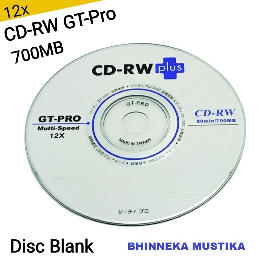 Jual CD Kosong Disc Blank GTPro CDRW Plus 12x Shopee Indonesia
