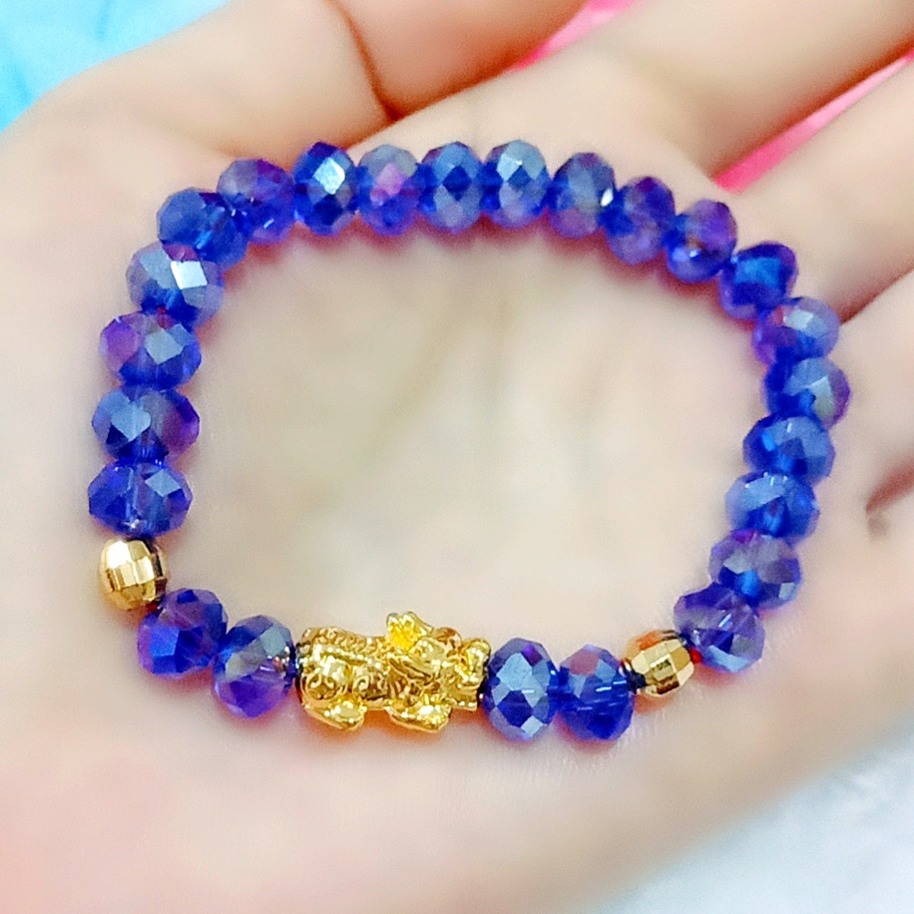 Gelang Naga Emas Kristal Biru Jernih -Perhiasan XUPING Gelang Kristal