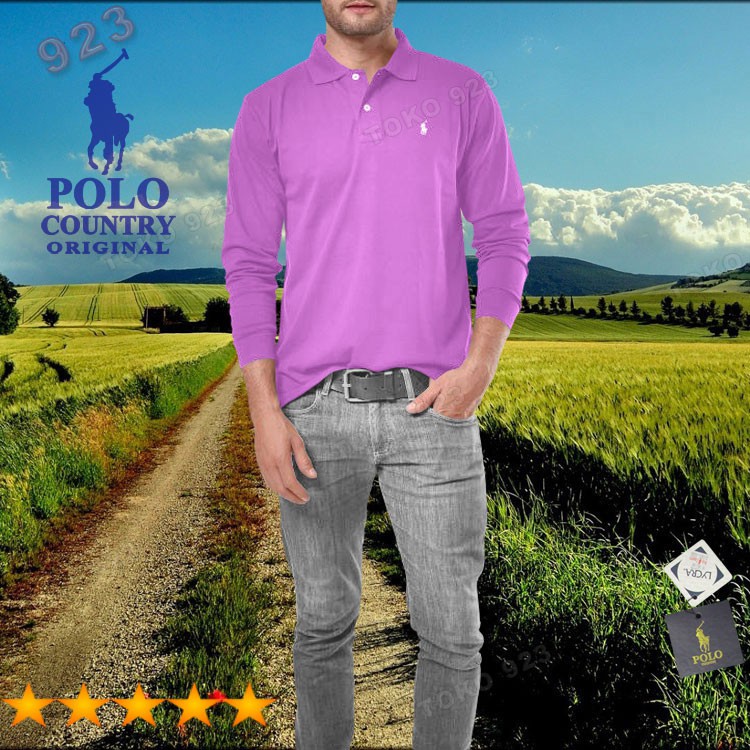 Polo Country C11-31 Polos Pria Original Ungu Muda Kaos Kerah Panjang