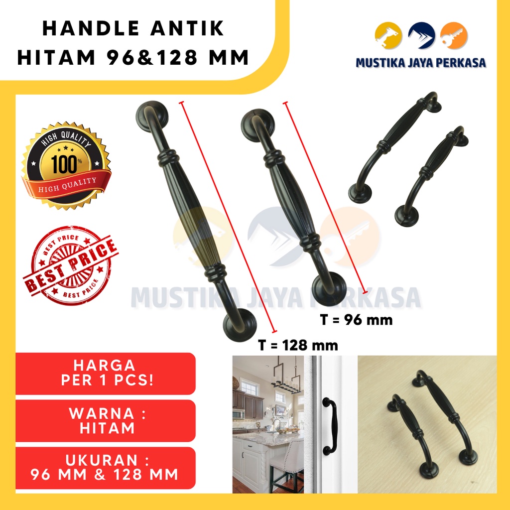 Handle Tarikan Laci Lemari Hitam Minimalis Knob HM Besi Stainless Zinc