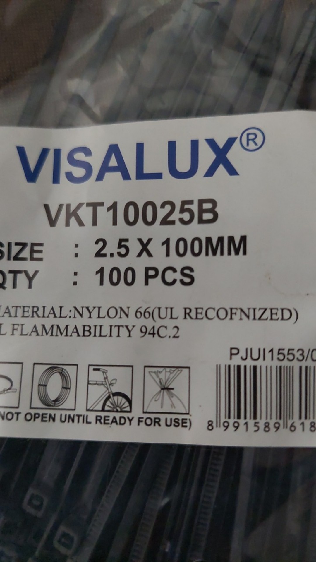 Visalux Kabel Ties Hitam 100mm Isi 100 Pcs Nilon Cable Tie Tis