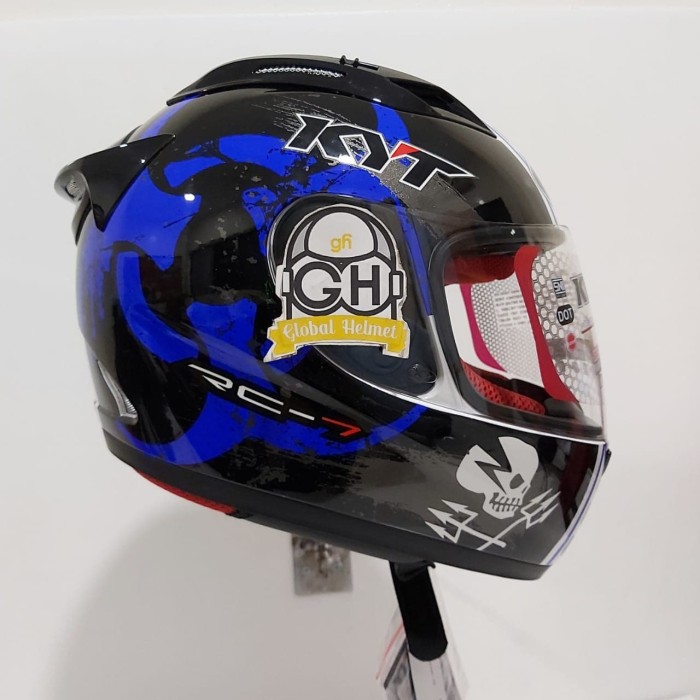 HELM FULL FACE KYT RC7 RC-7 RC SEVEN MOTIF 13 BLACK WHITE BLUE - M