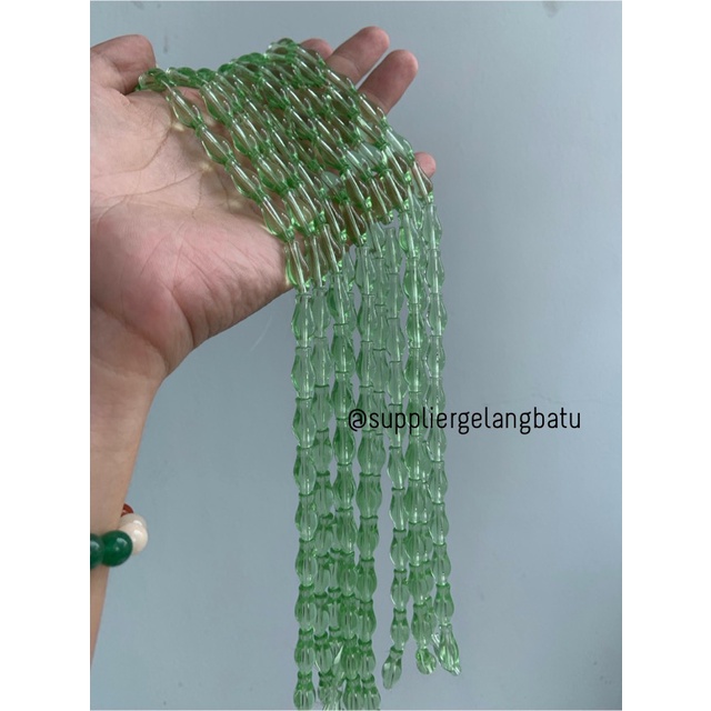 manik ujung kepala tasbih GUCI HIJAU bening aksesori kalung gelang 8mm