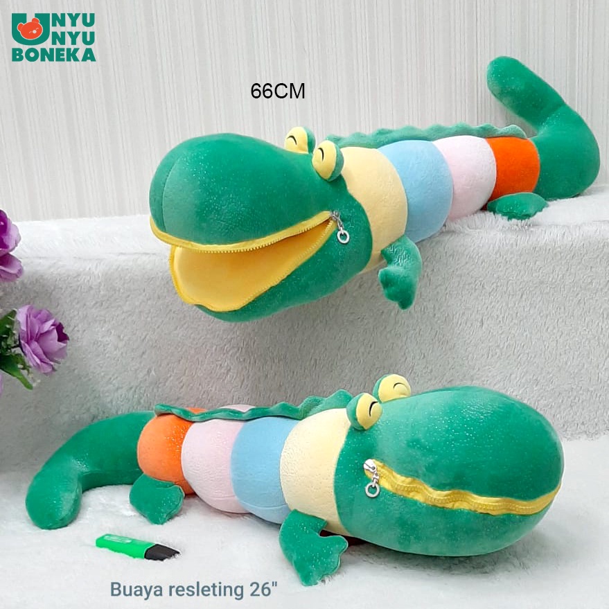 boneka buaya crocodile animal resleting bahan lembut