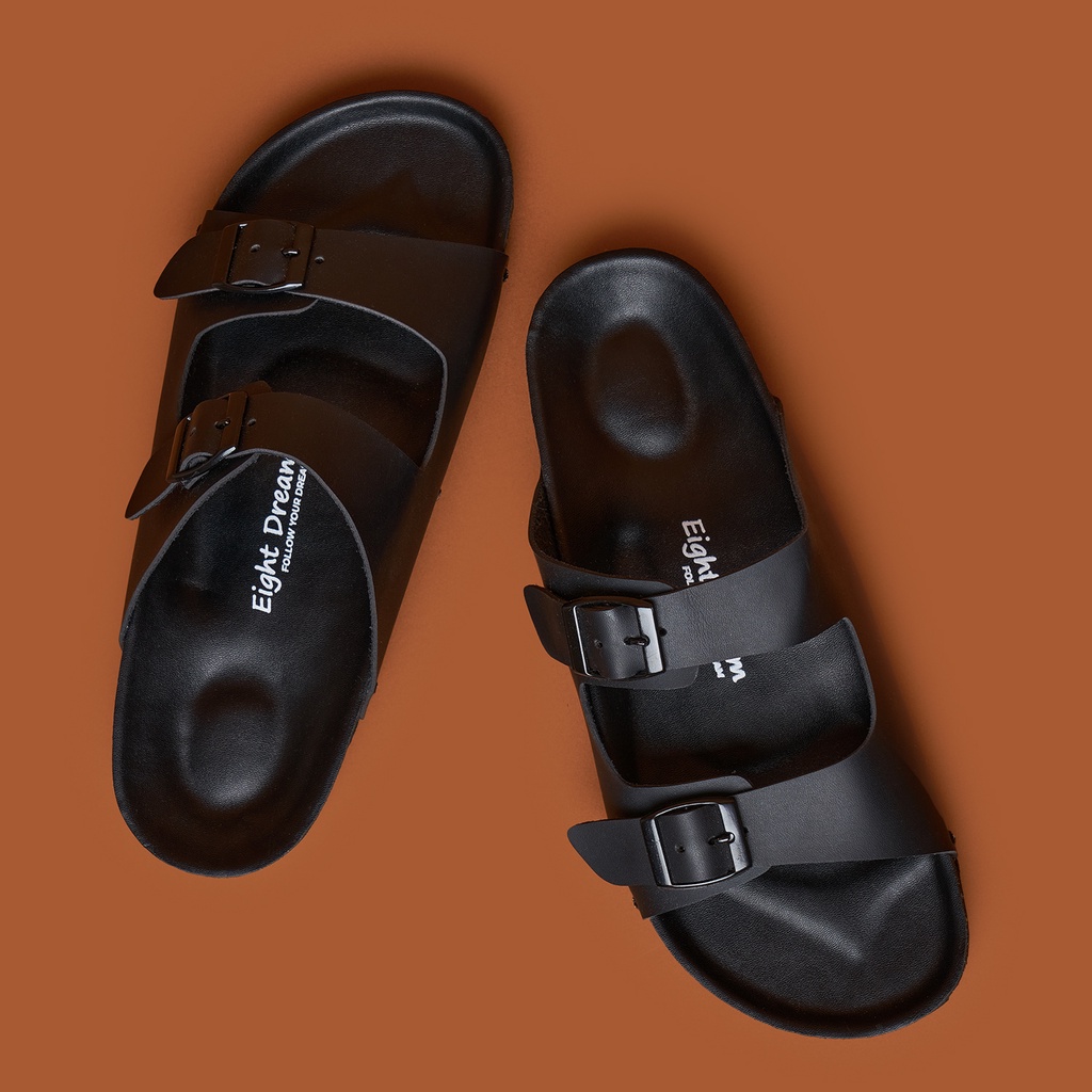 Sandal Casual Pria Wanita | Eight Dream |Shuriken Full Black
