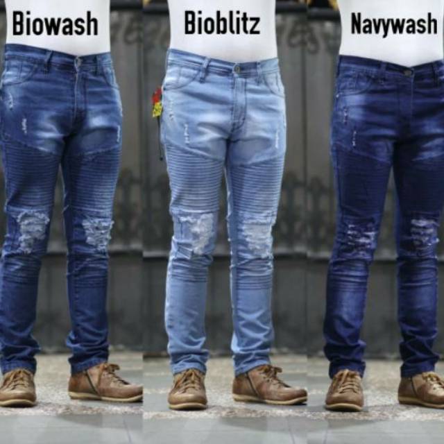  Celana  Soft Jeans  Sobek  Motif  Jeans  washing Pria  Premium 