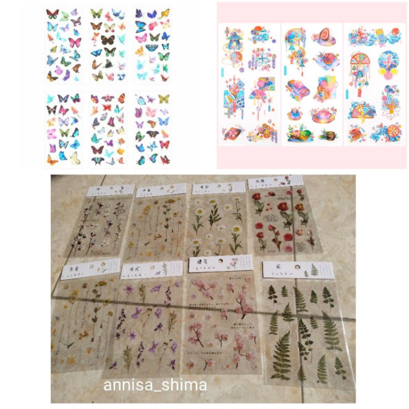 [SHIMA] STIKER PET JEPANG Tema Bunga kering, stiker vintage aesthetic, stiker laptop, stiker hp
