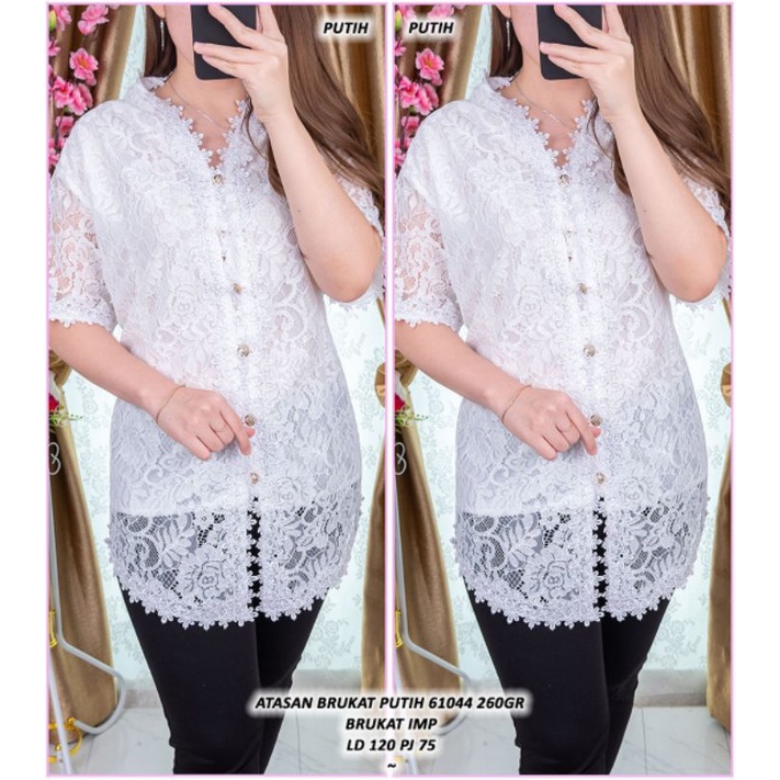 ATASAN KEBAYA BRUKAT PUTIH KEBAYA PUTIH POLOS ASD KEBAYA JUMBO 610444