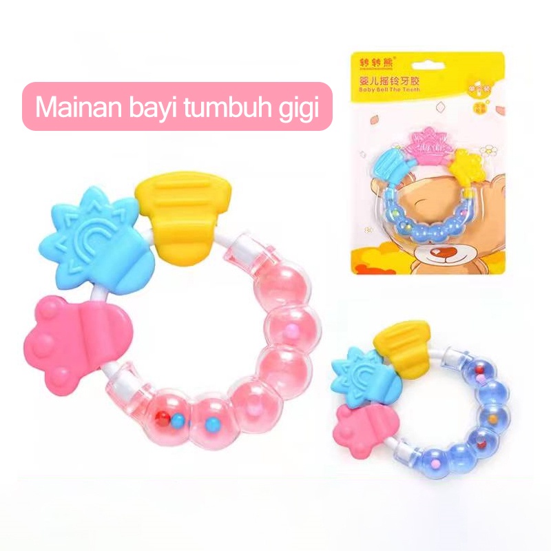 Mainan Rattle Genggam Bayi Gigitan Empeng Buah Plastik Dengan Teether Gelatin/C 62