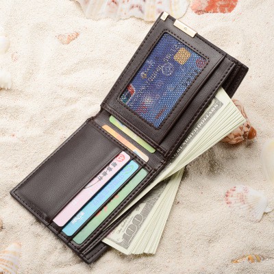 Dompet Lipat Keren Pria Wallet Cross Pattern Iron Side Men's Short / Dompet Pendek Pria