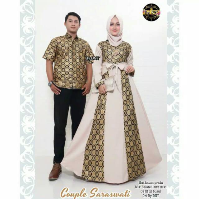 Sarimbit Batik Anggun Couple saraswati - Warna Merah, Tosca,Maroon,Biru,Kuning, hitam, latte- M L XL