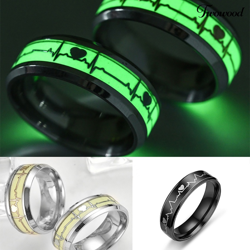 Cincin Bahan Stainless Steel Motif Detak Jantung Untuk Pernikahan