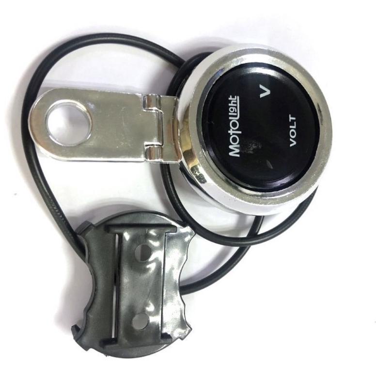 Voltmeter Aki Digital Bulat Led Plus Breket Dudukan Spion Volt Meter Universal Nmax Aerox Scoopy