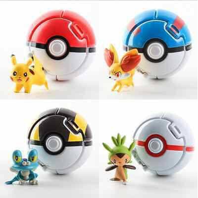 Pokeball Lempar Bounce Pokeball 1 Set Isi 4 Pokemon Figure Luffy