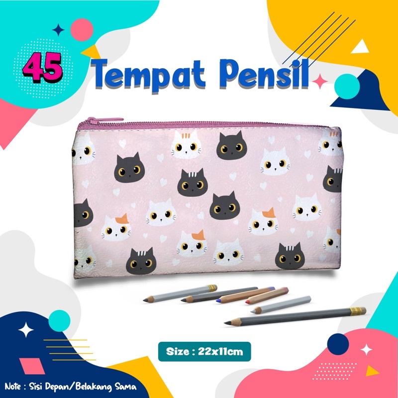 

Pencil Case Kucing Cat cute Pouch Penyimpanan Wadah Kostak Kotak Custom Nama Foto Souvenir Dompet