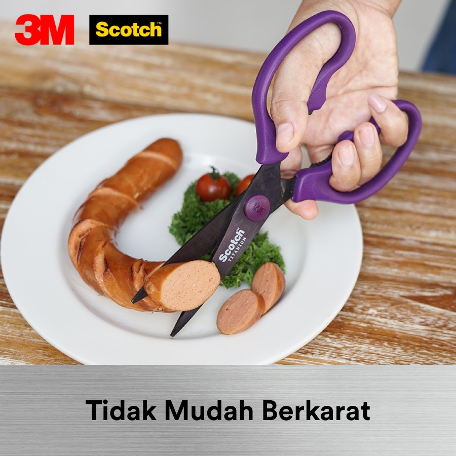 Scotch 3M Gunting Dapur Titanium Kitchen Scissors KS-DT Purple 9 inch