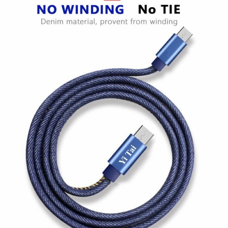 KABEL DATA YI TAI-KABEL DATA DENIM TYPE C TO TYPE C DATA CABLE TYPE C YI TAI-BENUA DUNIA