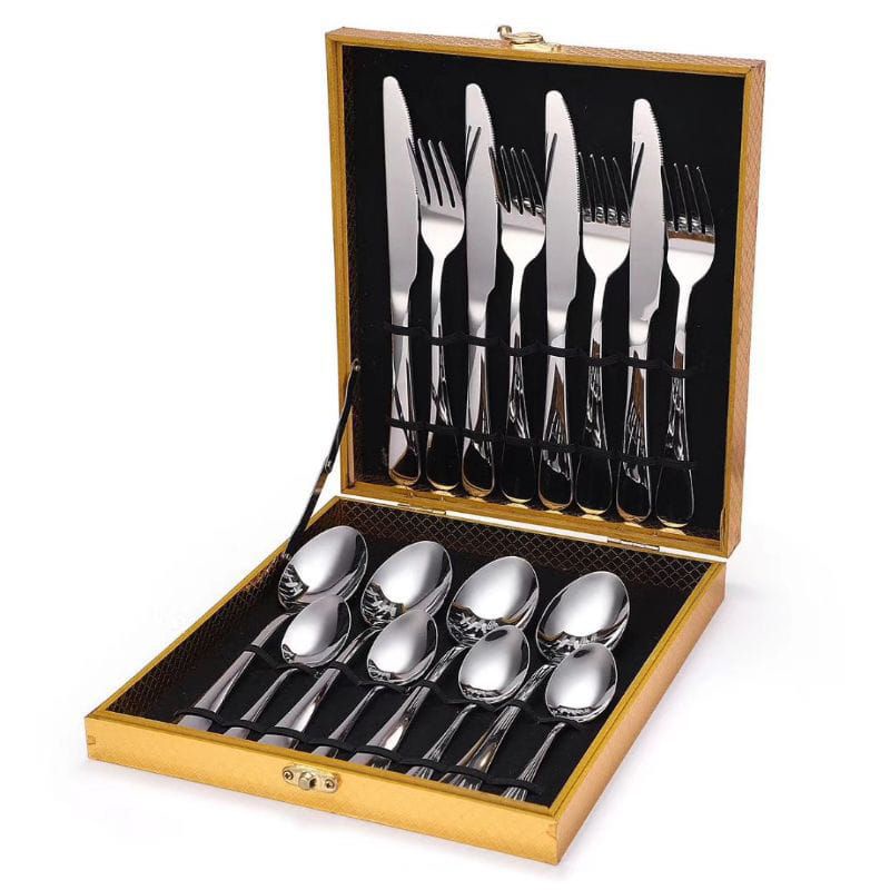 CUTLERY SET isi 16pc / SENDOK SET KEMASAN KOPER GOLD