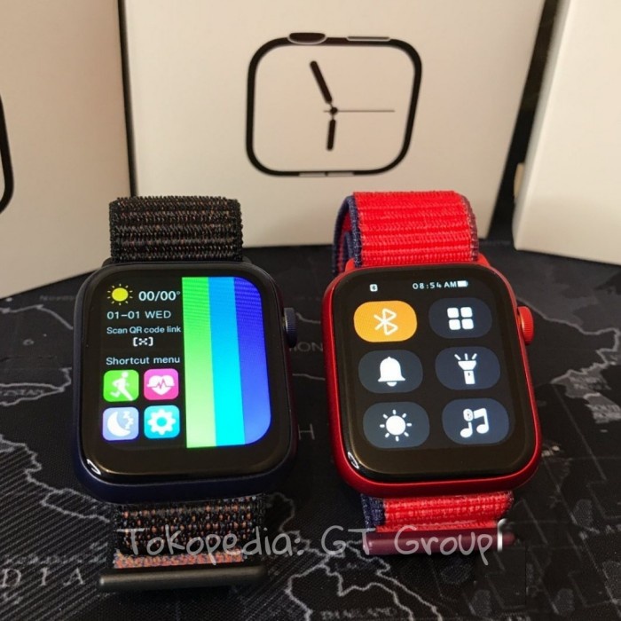(BISA COD) CUSTOM FOTO Smartwatch ORIGINAL T500+ Plus jam tangan iwo 6 GPS - Hitam, T500+ Plus