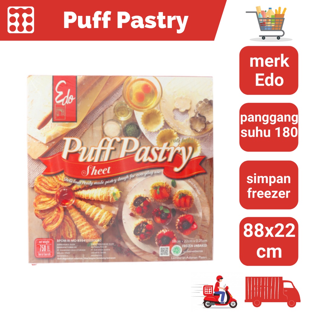 

Puff Pastry Sheet Edo/Adonan Pastry Siap Pakai Frozen