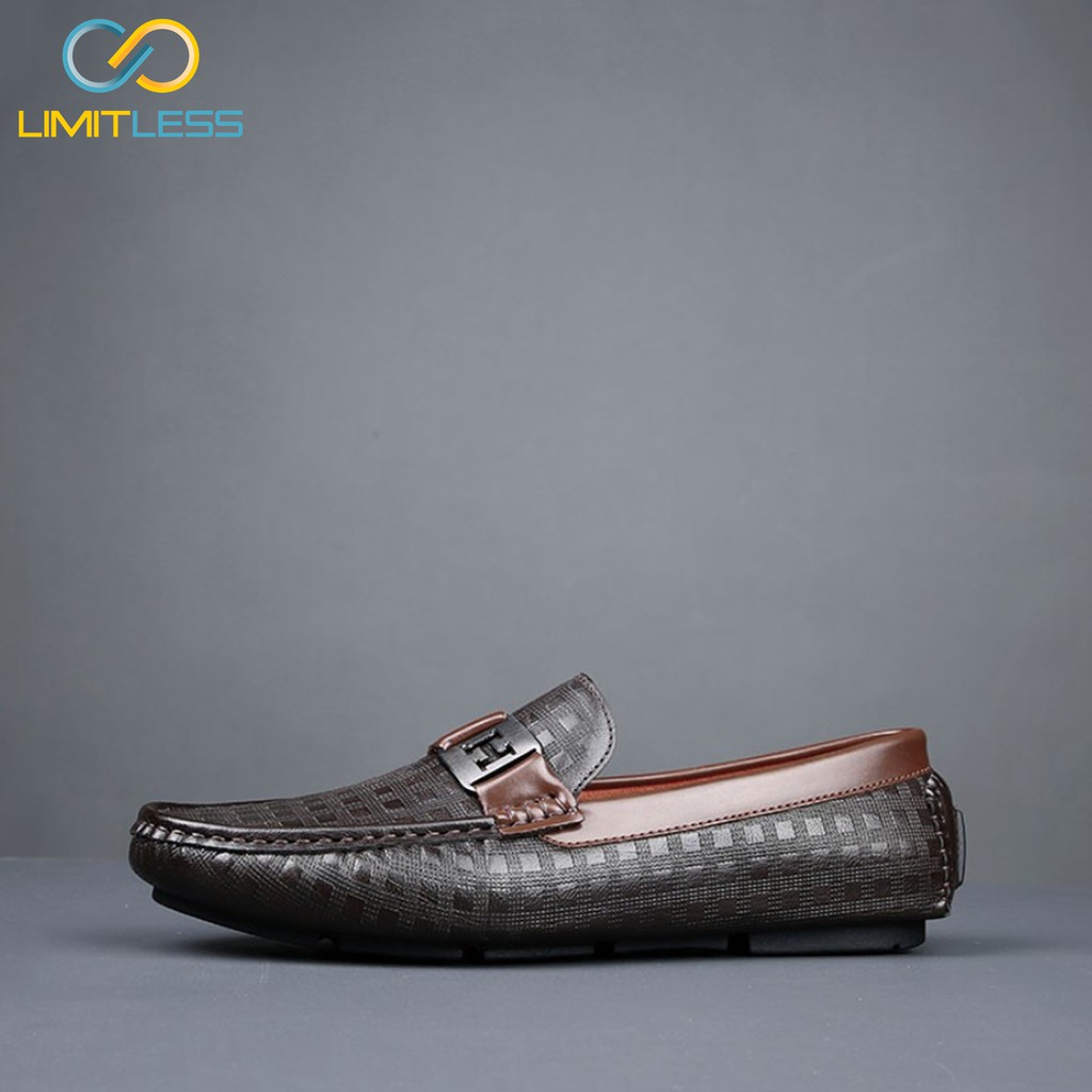 Sepatu Formal Pria Kulit Motif Premium Slip On Tanpa Tali Loafer Import Korea