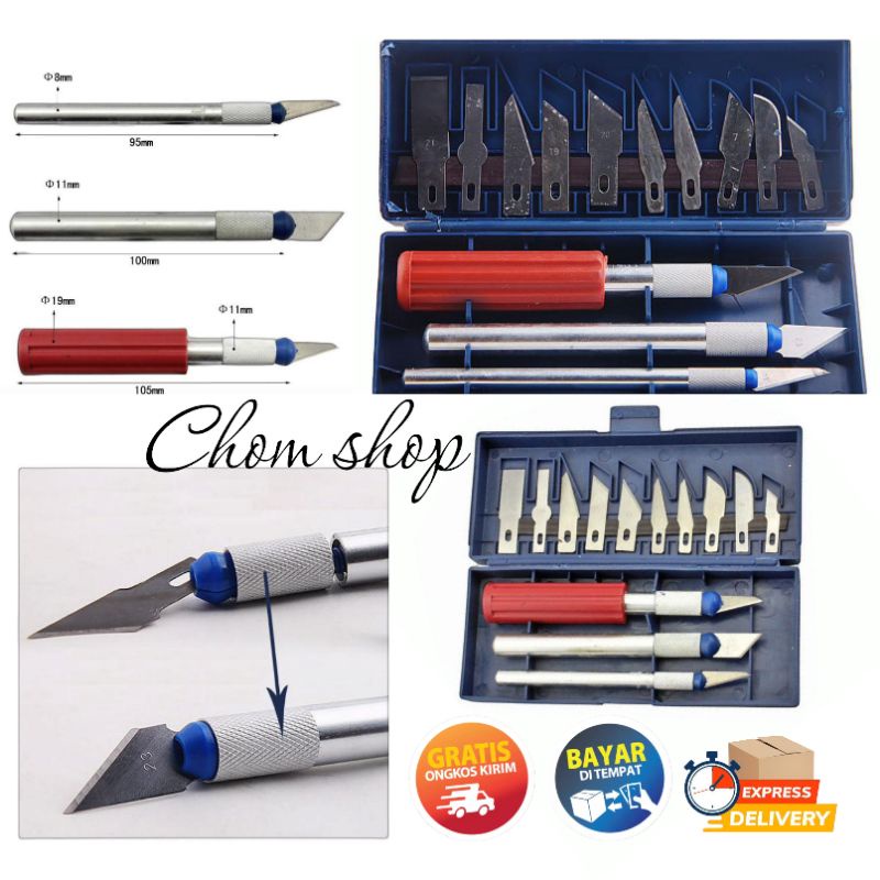 

pisau ukir/Set 3 in 1 Crafting Art Knife Pisau Ukir Plus 3 Handle/pisau DIY