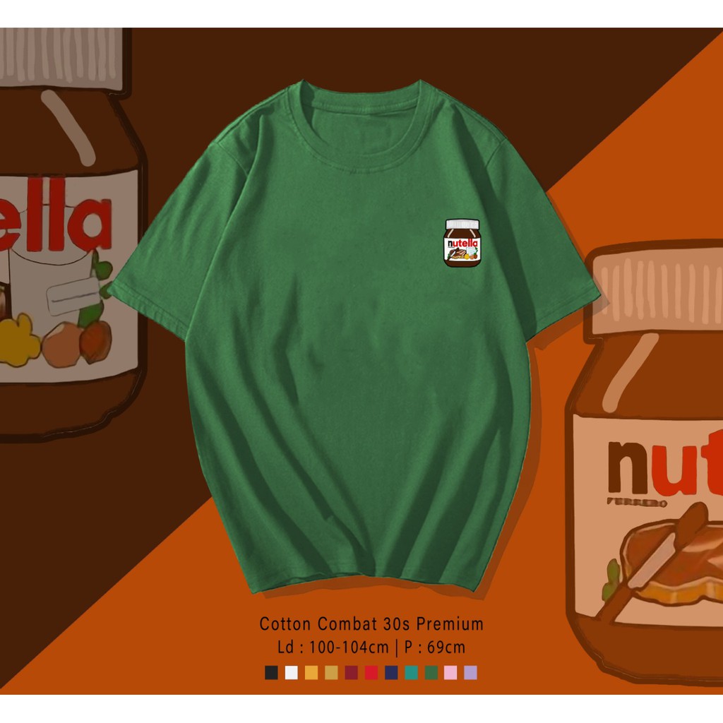 NUTELLA ADDICT LOGO DESIGN COKLAT SELAI KAOS PREMIUM  / TERMURAH