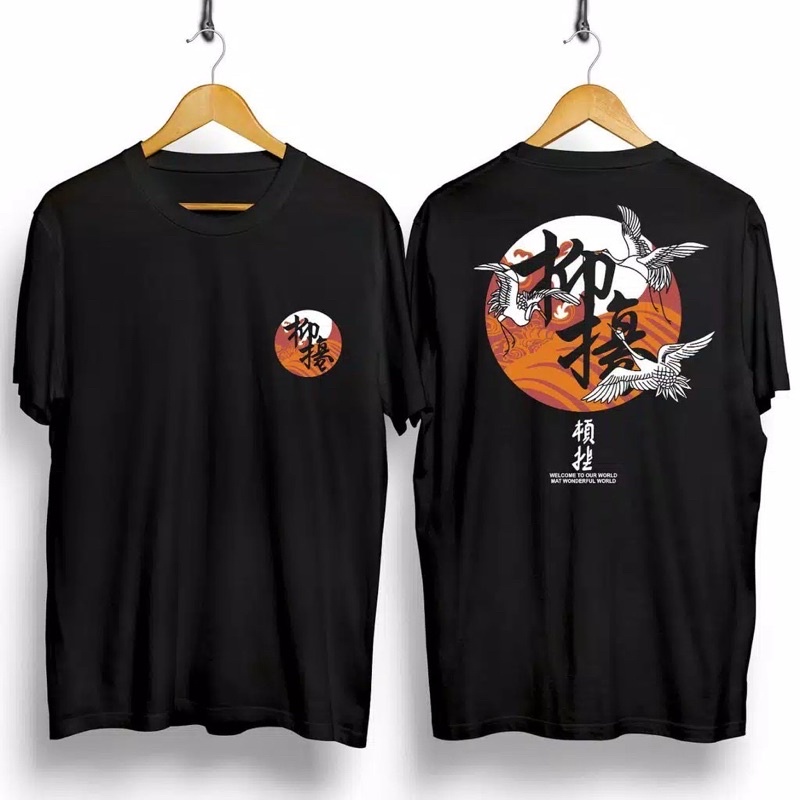 COD KAOS BAJU T SHIRT DISTRO PRIA WANITA TULISAN KANJI SAMURAI X ANGSA BURUNG BANGAU JAPAN JEPANG